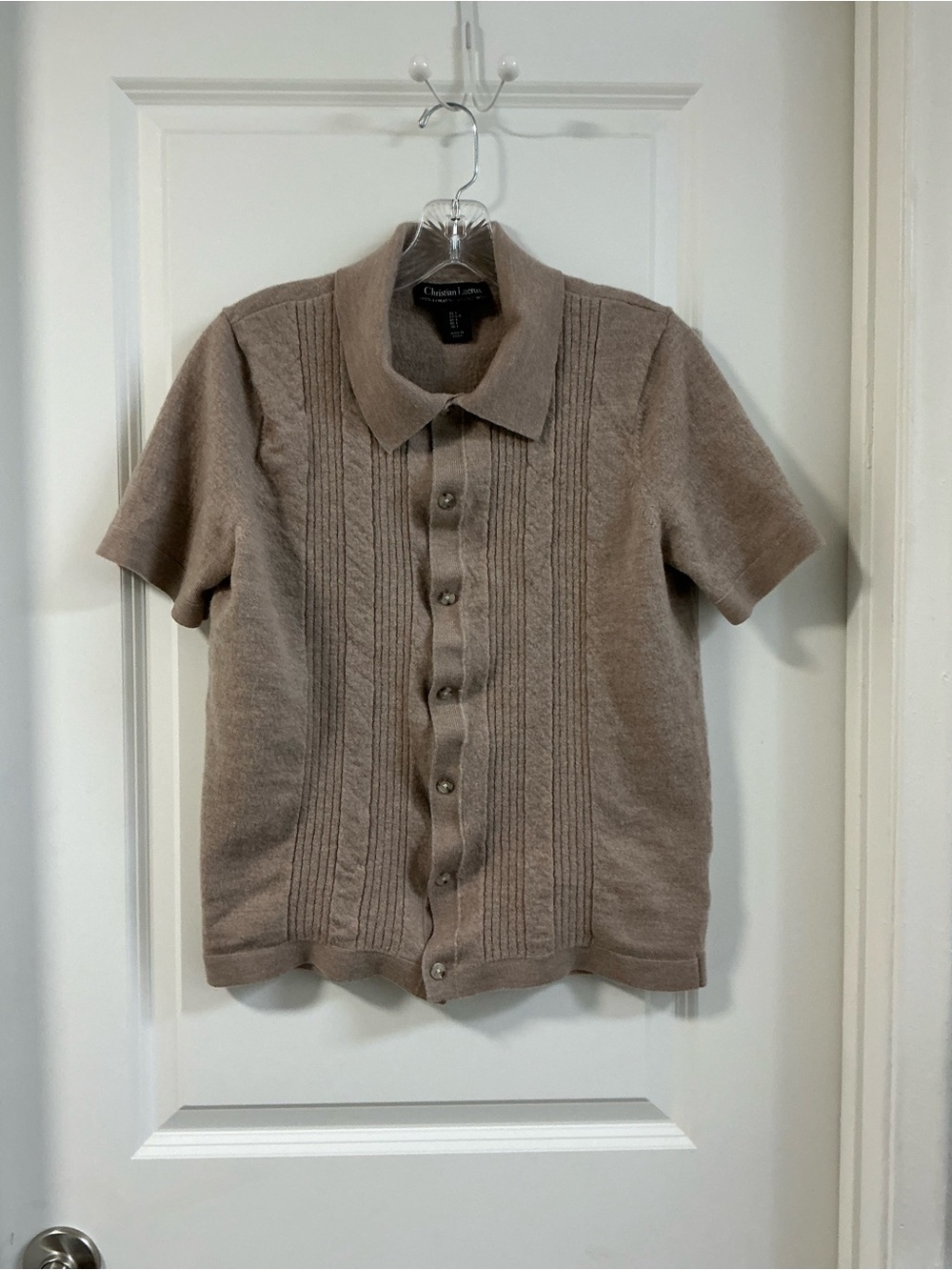 Christian Lacroix Men’s L Extrafine Merino Wool Knit Polo Short Sleeve Sweater